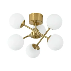 Adjustable Opal Glass Globe Brass Sputnik Semi Flush Mount