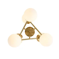 Adjustable Opal Glass Globe Brass Sputnik Semi Flush Mount