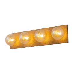Amber Textured Glass Linear Wooden Semi Flush Mount / Wall Light