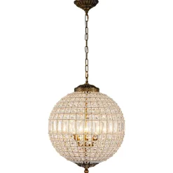 Antique Brass Crystal Globe Chandelier