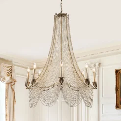 Antique Candle Style Crystal Bead Empire Chandelier
