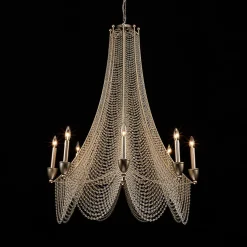 Antique Candle Style Crystal Bead Empire Chandelier