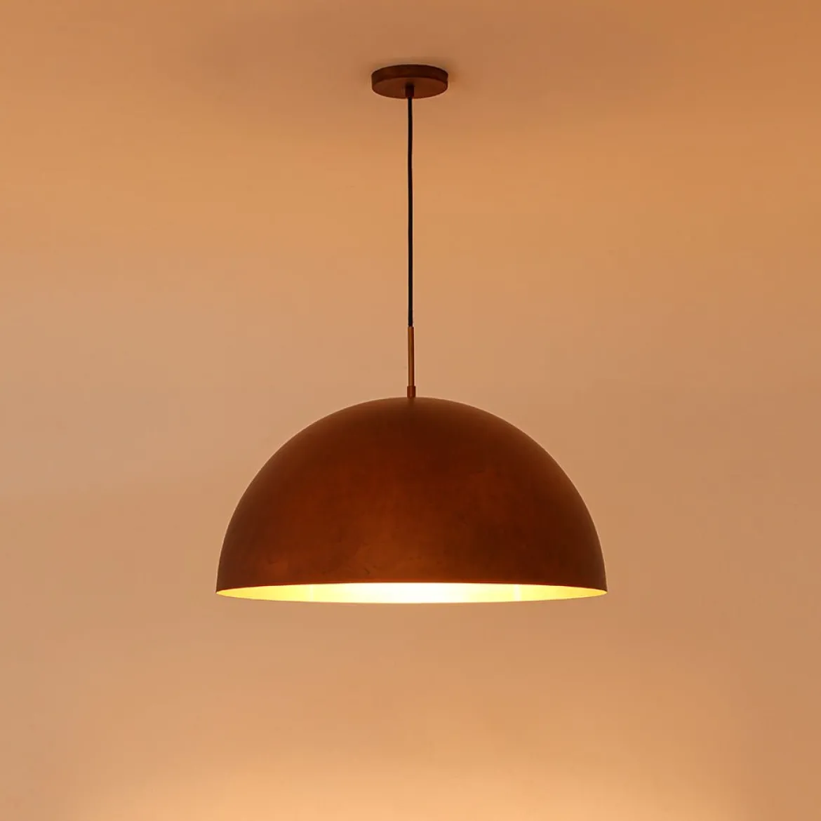 Antique Copper Style Iron Oversized Dome Pendant Light