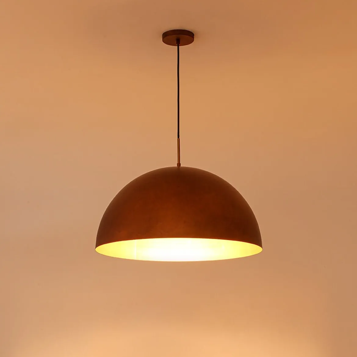 Antique Copper Style Iron Oversized Dome Pendant Light