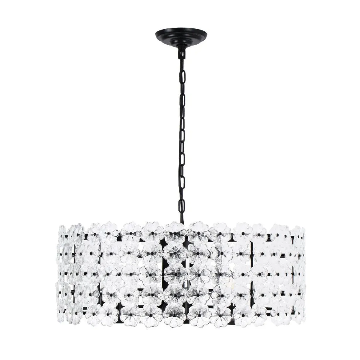 Art Deco Blossom Floral Cage Drum Lantern Pendant Light