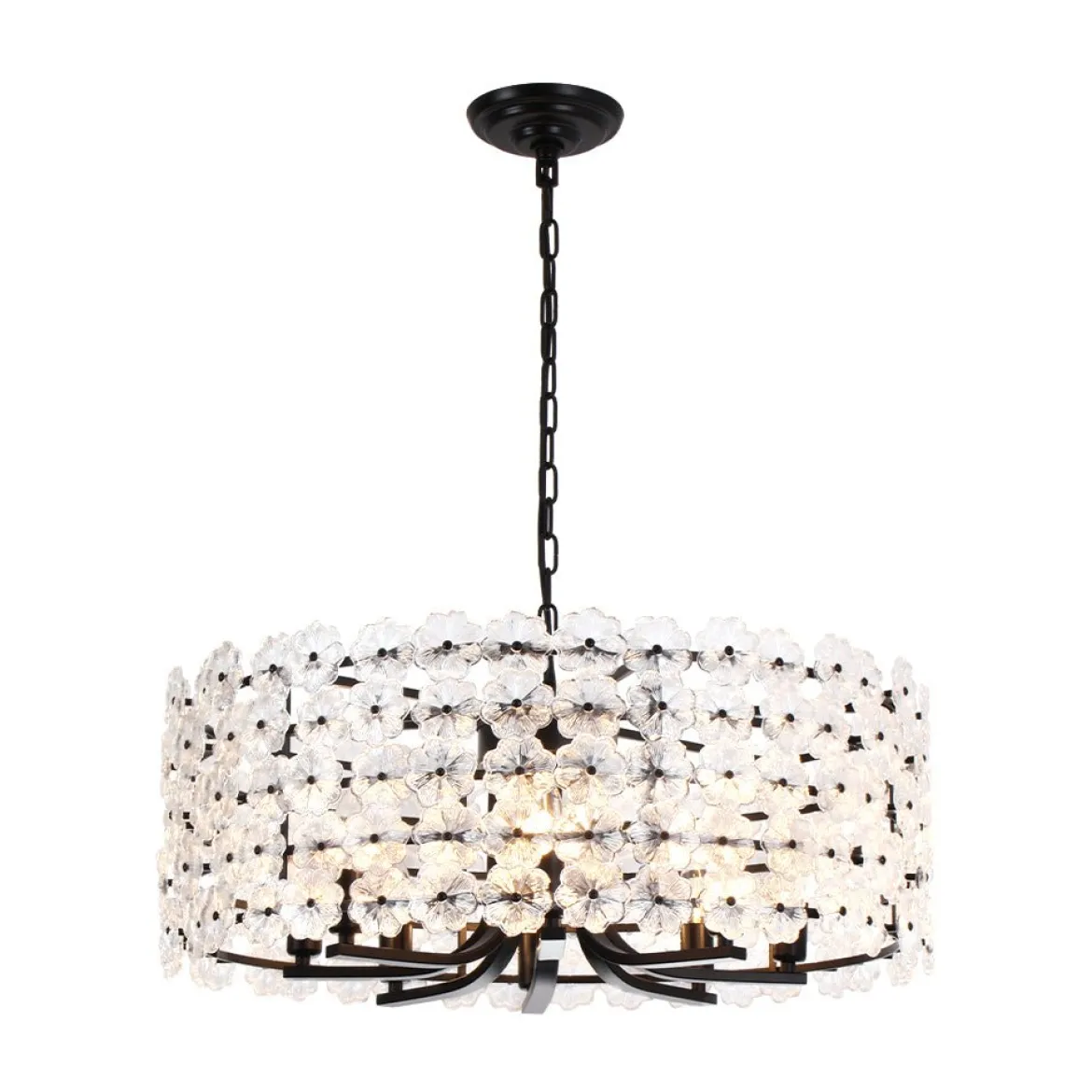 Art Deco Blossom Floral Cage Drum Lantern Pendant Light