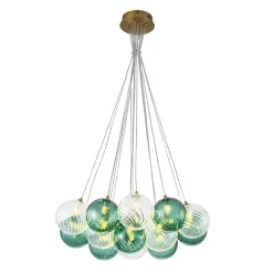 Art Deco Blue Hue Cluster Glass Globe Bubble Chandelier