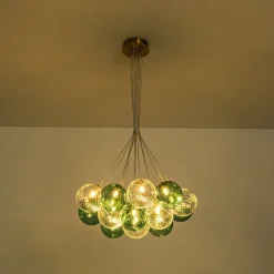 Art Deco Blue Hue Cluster Glass Globe Bubble Chandelier