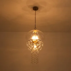 Art Deco Brass Tiered Clear Glass Jellyfish Style Chandelier