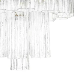 Art Deco Cluster Glass Textured Tube Round Tiered Chandelier