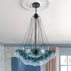 Art Deco Color Cluster Glass Globe Bubble Chandelier