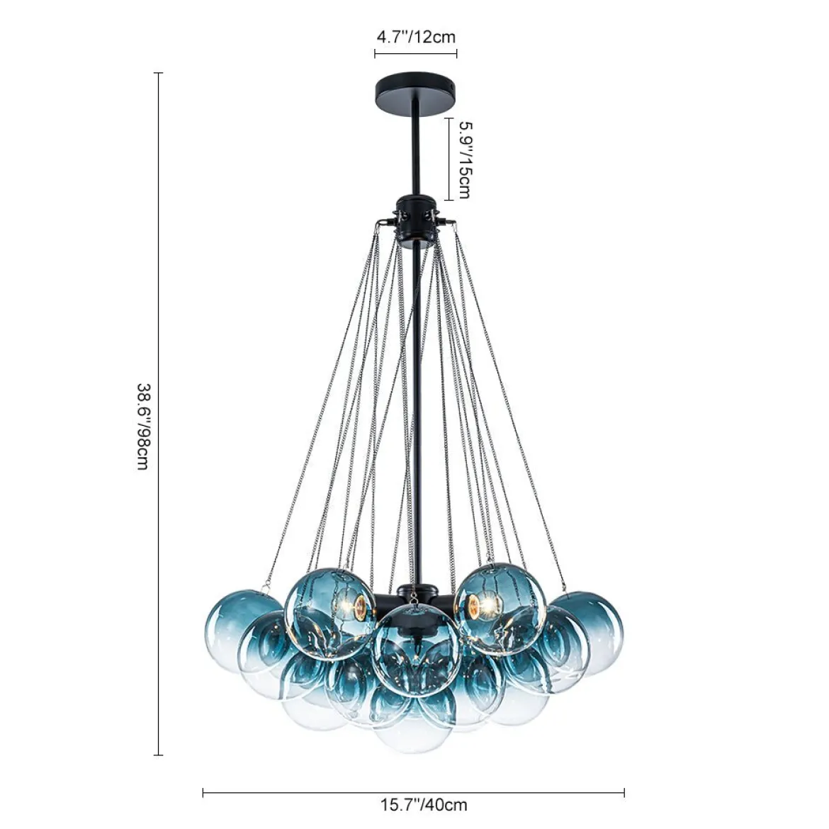 Art Deco Color Cluster Glass Globe Bubble Chandelier