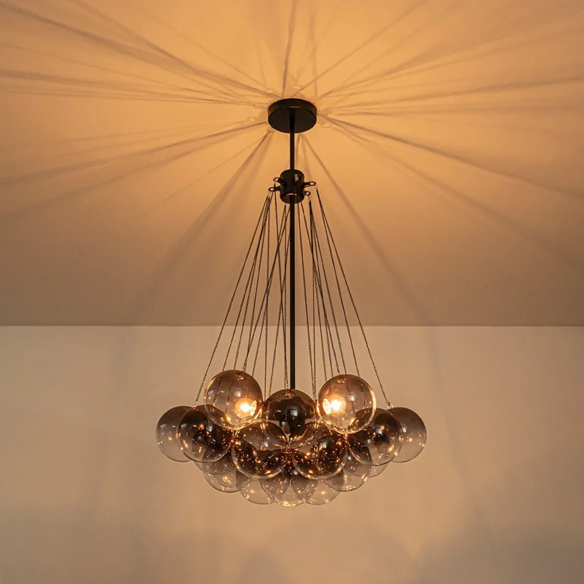 Art Deco Color Cluster Glass Globe Bubble Chandelier