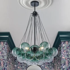 Art Deco Color Cluster Glass Globe Bubble Chandelier