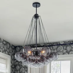 Art Deco Color Cluster Glass Globe Bubble Chandelier