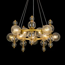 Art Deco 10-Light Glass Globe Bubble Circle Chandelier