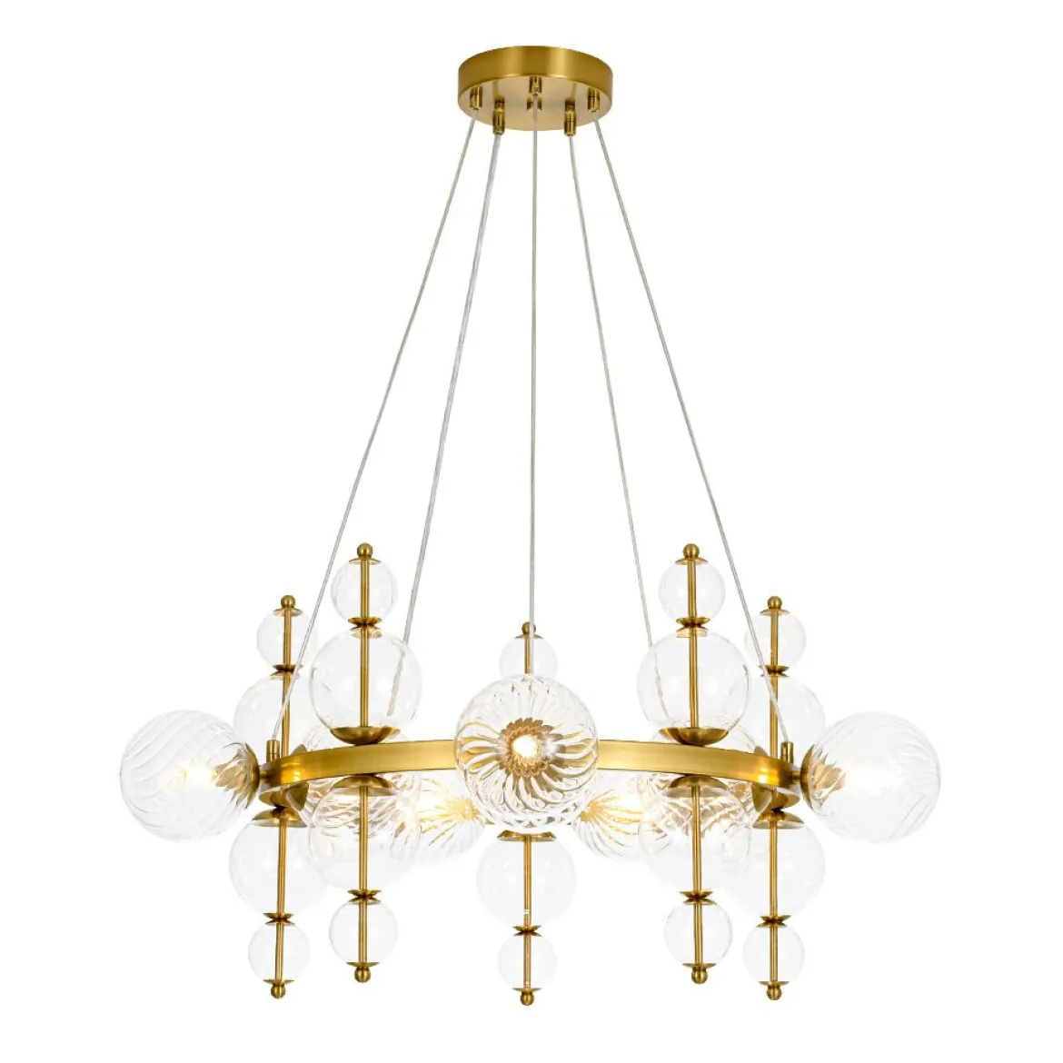 Art Deco 10-Light Glass Globe Bubble Circle Chandelier
