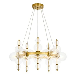 Art Deco 10-Light Glass Globe Bubble Circle Chandelier