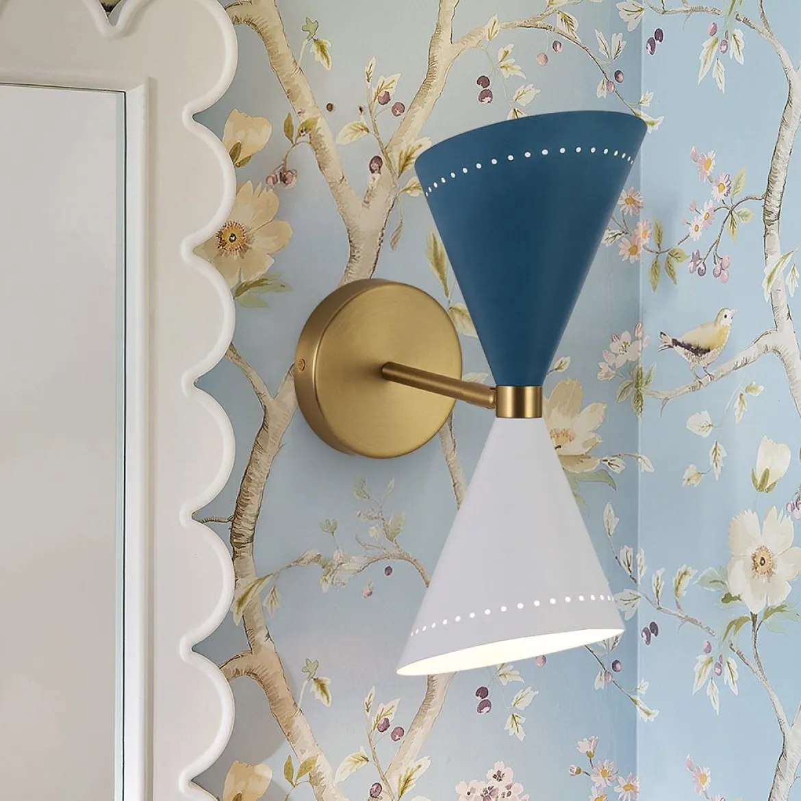 Art Deco 2-Light Up Down Dual Cone Wall Sconce