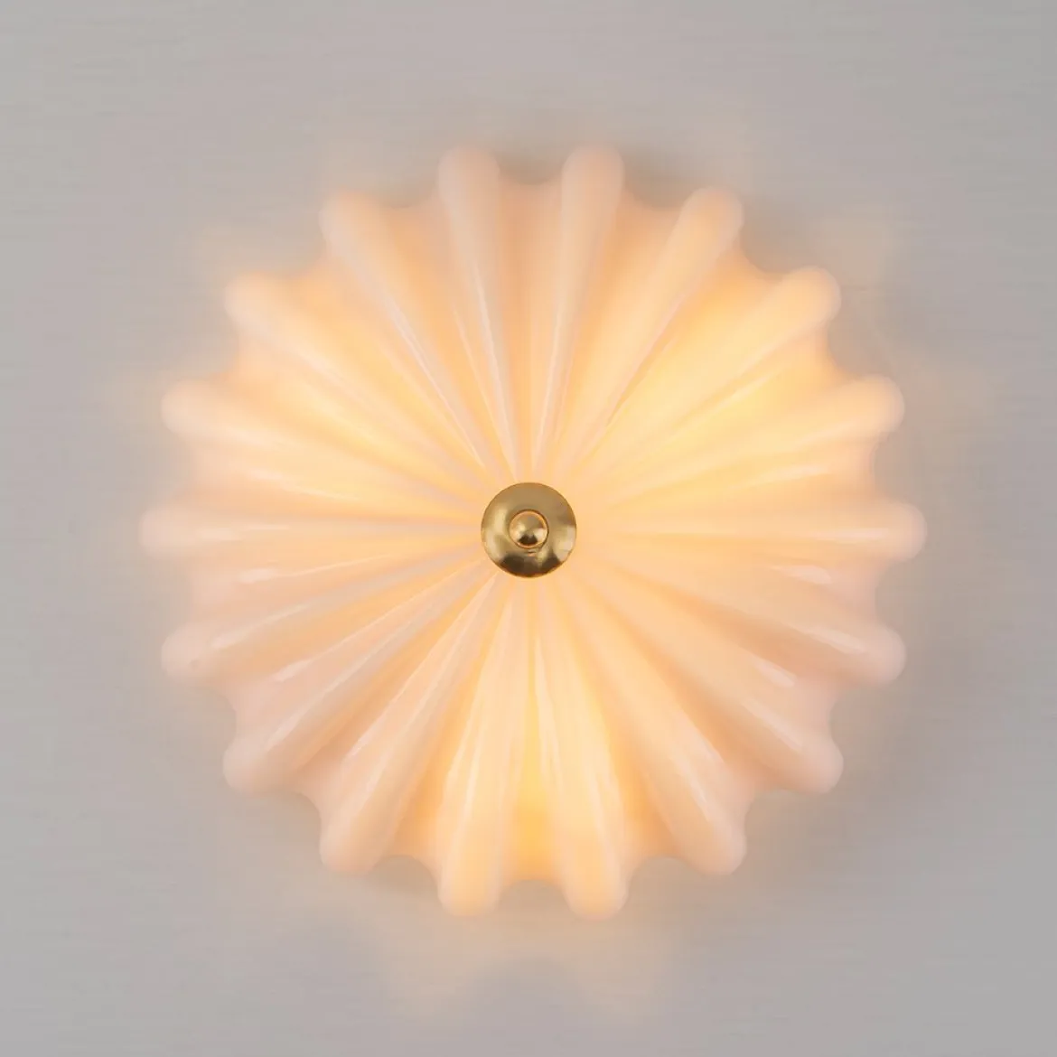 Art Deco Pleated Flower Shine Glass Semi Flush Mount