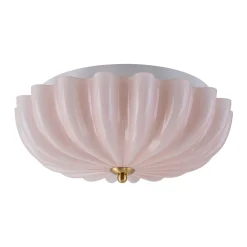 Art Deco Pleated Flower Shine Glass Semi Flush Mount