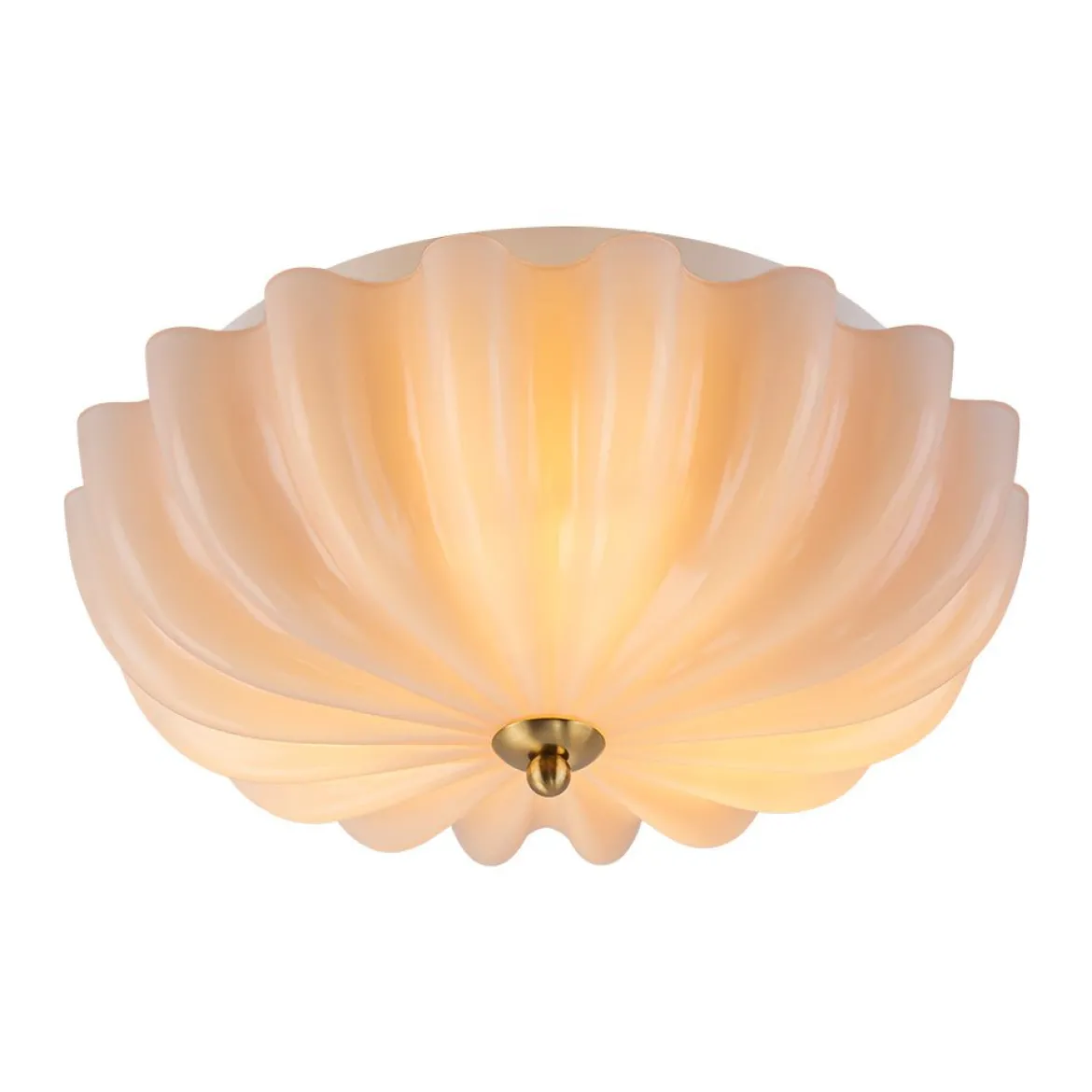 Art Deco Pleated Flower Shine Glass Semi Flush Mount