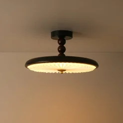 Art Deco Pleated Shade Round Dimmable LED Ceiling Light