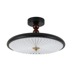 Art Deco Pleated Shade Round Dimmable LED Ceiling Light