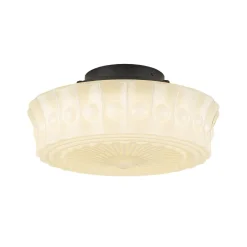 Art Deco Sculptural Milk Glass Schoolhouse LED Ceiling Light