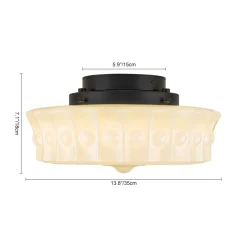 Art Deco Sculptural Milk Glass Schoolhouse LED Ceiling Light