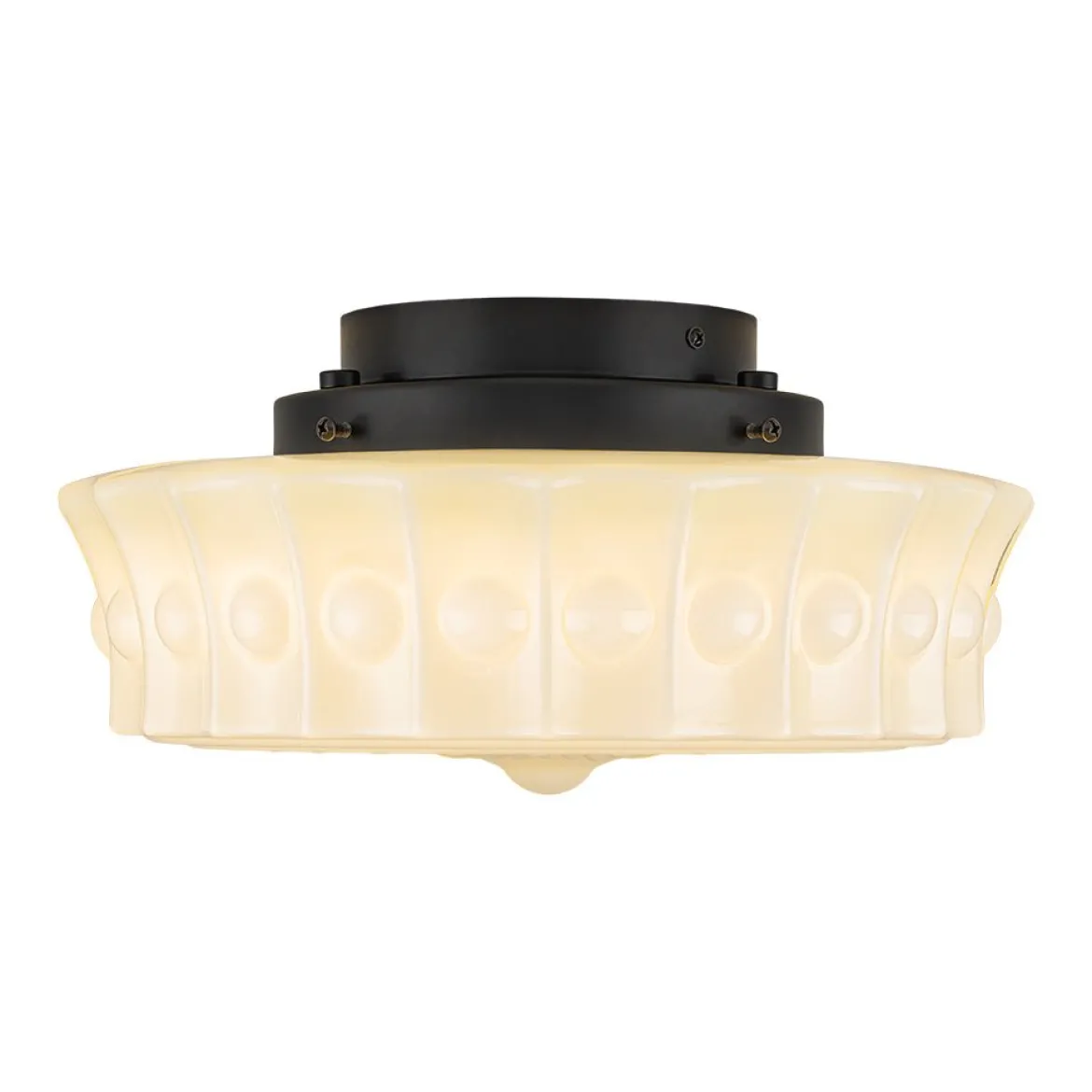 Art Deco Sculptural Milk Glass Schoolhouse LED Ceiling Light