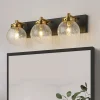 Black Brass Crackle Glass Globe Vanity Wall Lamp