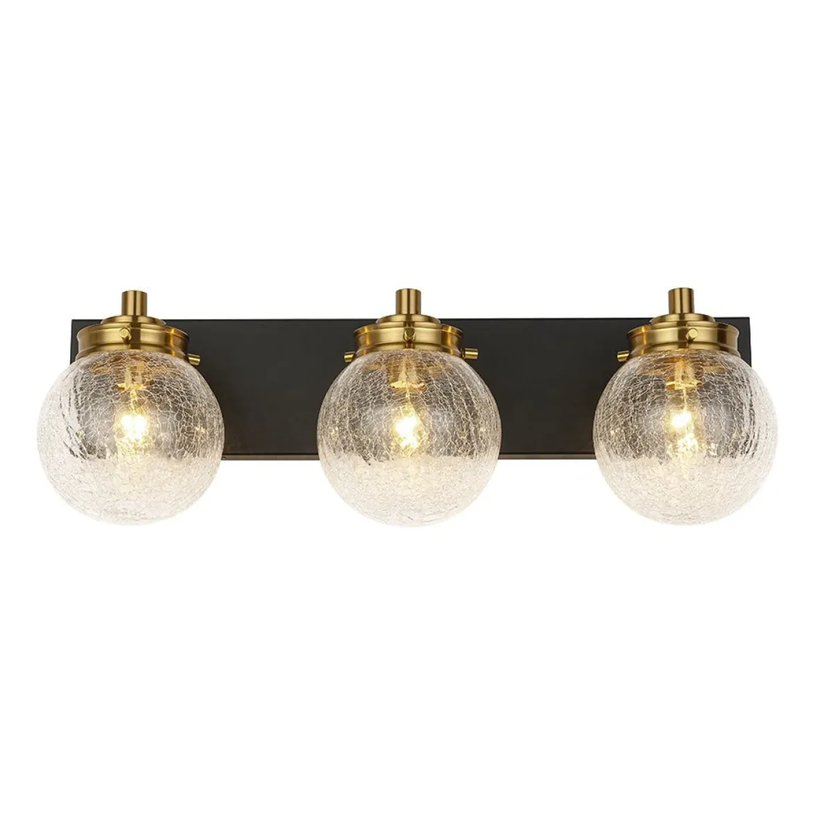 Black Brass Crackle Glass Globe Vanity Wall Lamp