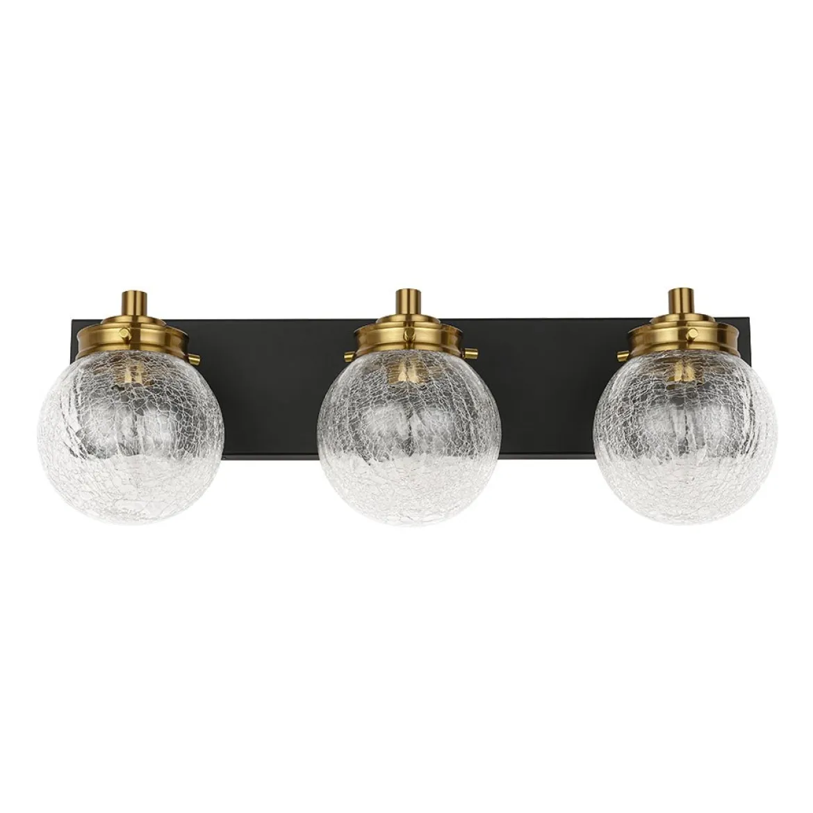 Black Brass Crackle Glass Globe Vanity Wall Lamp