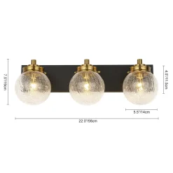Black Brass Crackle Glass Globe Vanity Wall Lamp