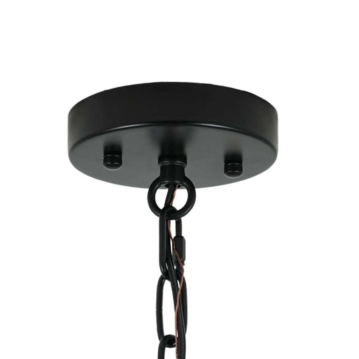 Black Brass 6-Light Rippled Glass Drum Cage Chandelier
