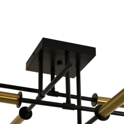 Black Brass 4-Light Sputnik Linear Semi Flush Mount