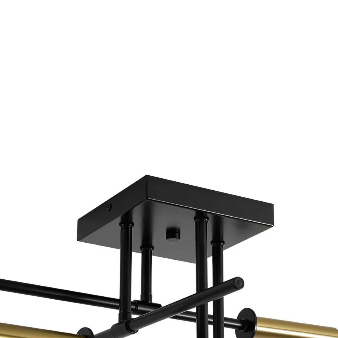 Black Brass 4-Light Sputnik Linear Semi Flush Mount