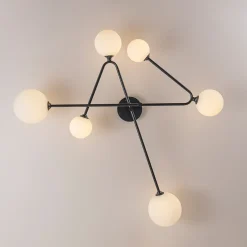 Black Frosted Bubble Linear Sputnik Semi Flush Mount