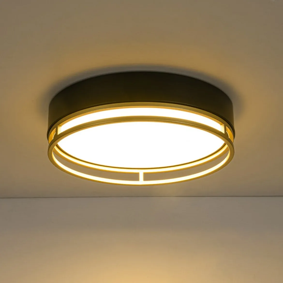 Black Gold Metal Round Dimmable LED Flush Mount Light 5CCT