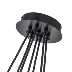 Black 7-Light Cluster Clear Glass Oval Globe Chandelier