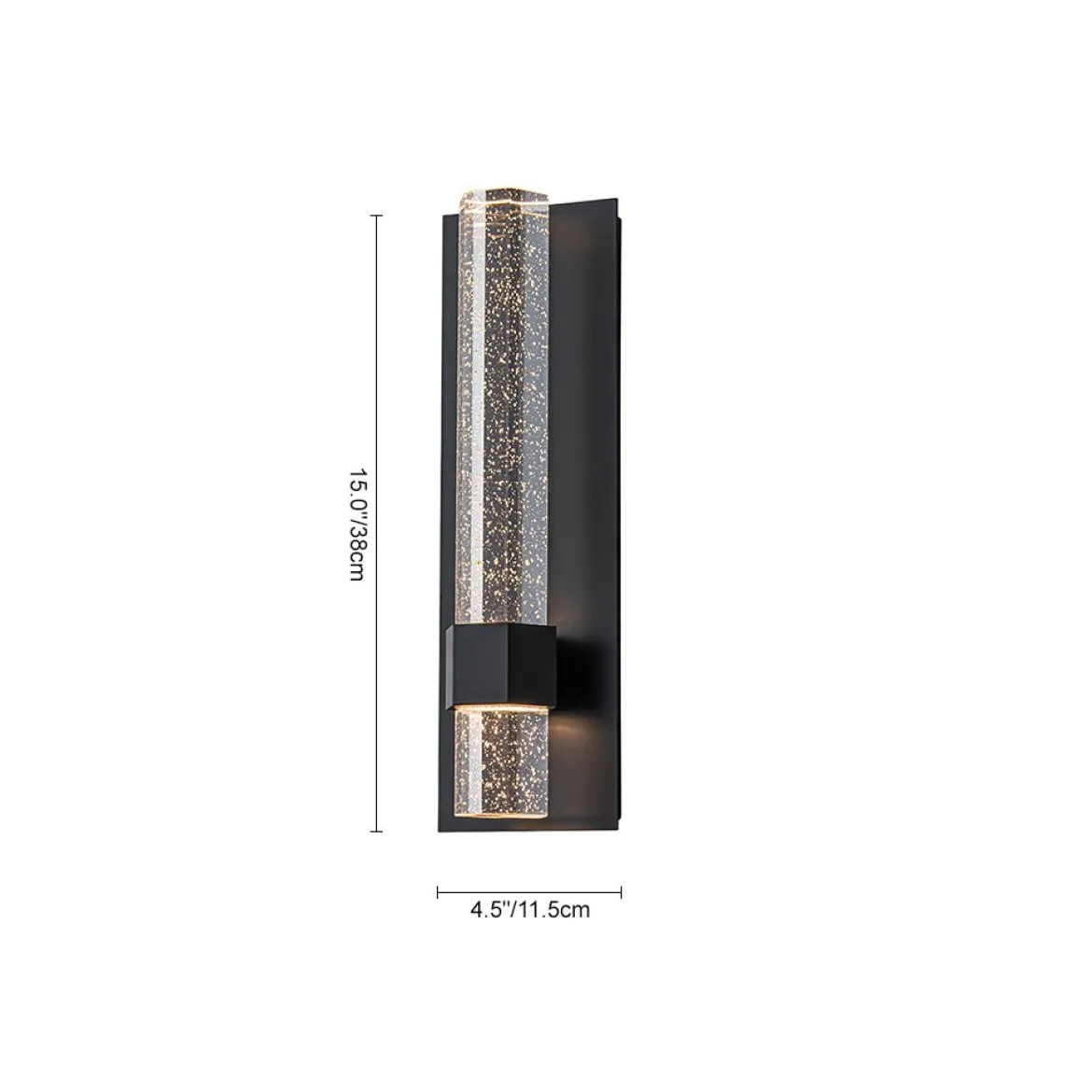 Black Linear Bubble Crystal Tube Dimmable LED Wall Light