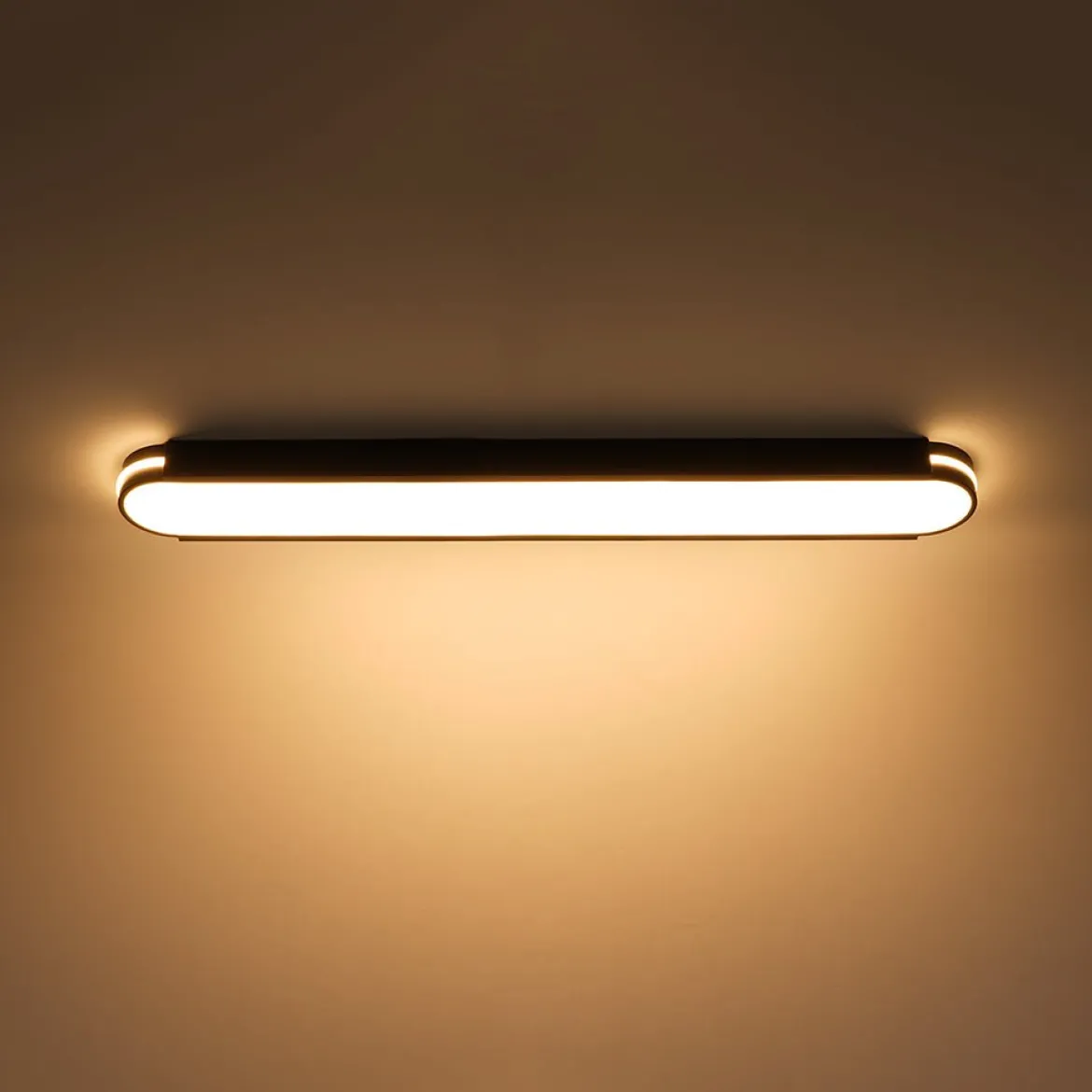Black Minimalist Oval Dimmable LED Flush Mount Light