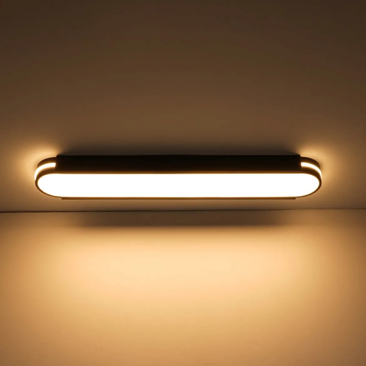 Black Minimalist Oval Dimmable LED Flush Mount Light