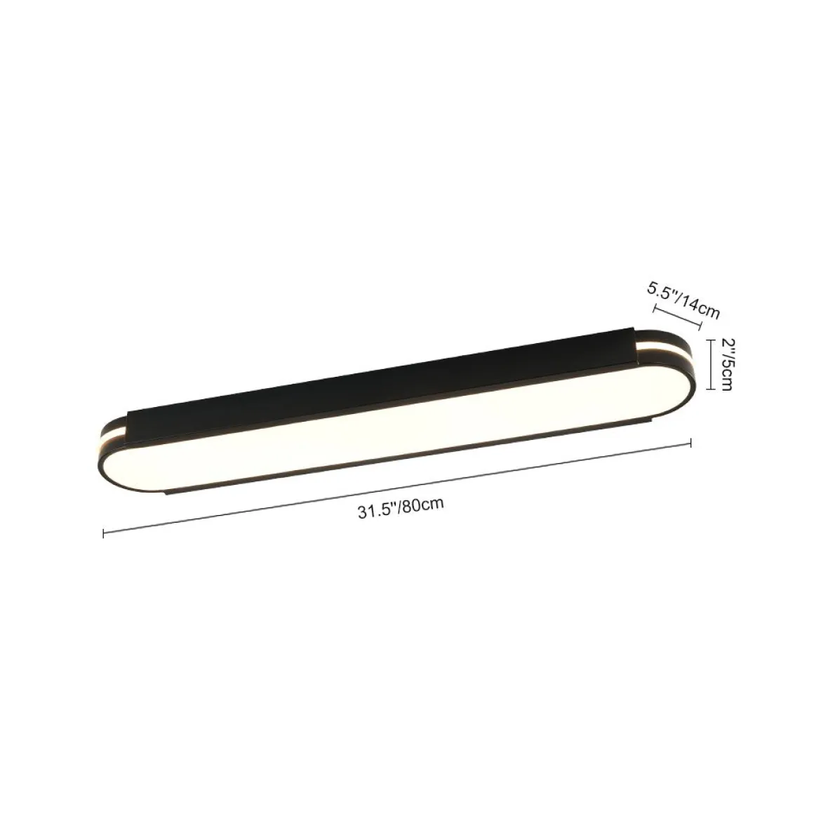 Black Minimalist Oval Dimmable LED Flush Mount Light