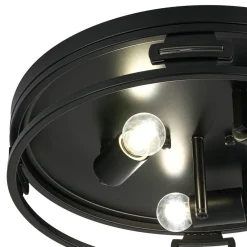 Black Round Frosted Crackled Glass Flush Mount Light