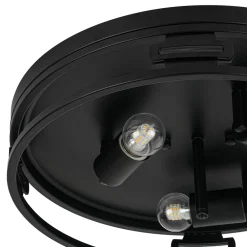 Black Round Frosted Crackled Glass Flush Mount Light