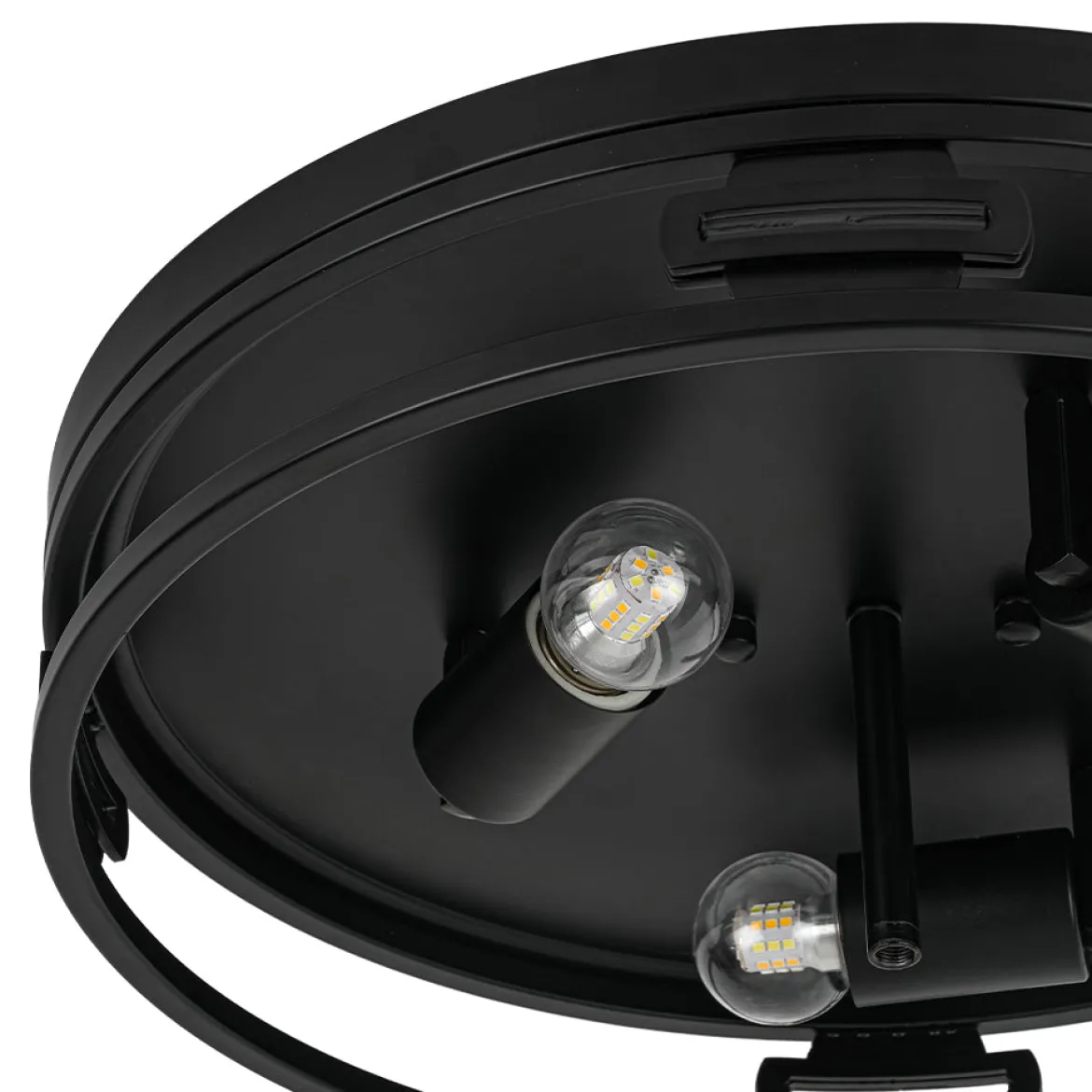 Black Round Frosted Crackled Glass Flush Mount Light