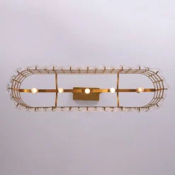 Bloom Art Deco Floral Glass Linear Cage Island Chandelier
