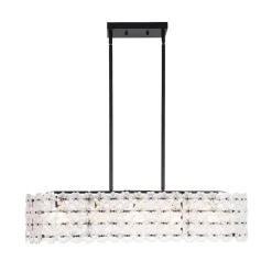 Bloom Art Deco Floral Glass Linear Cage Island Chandelier